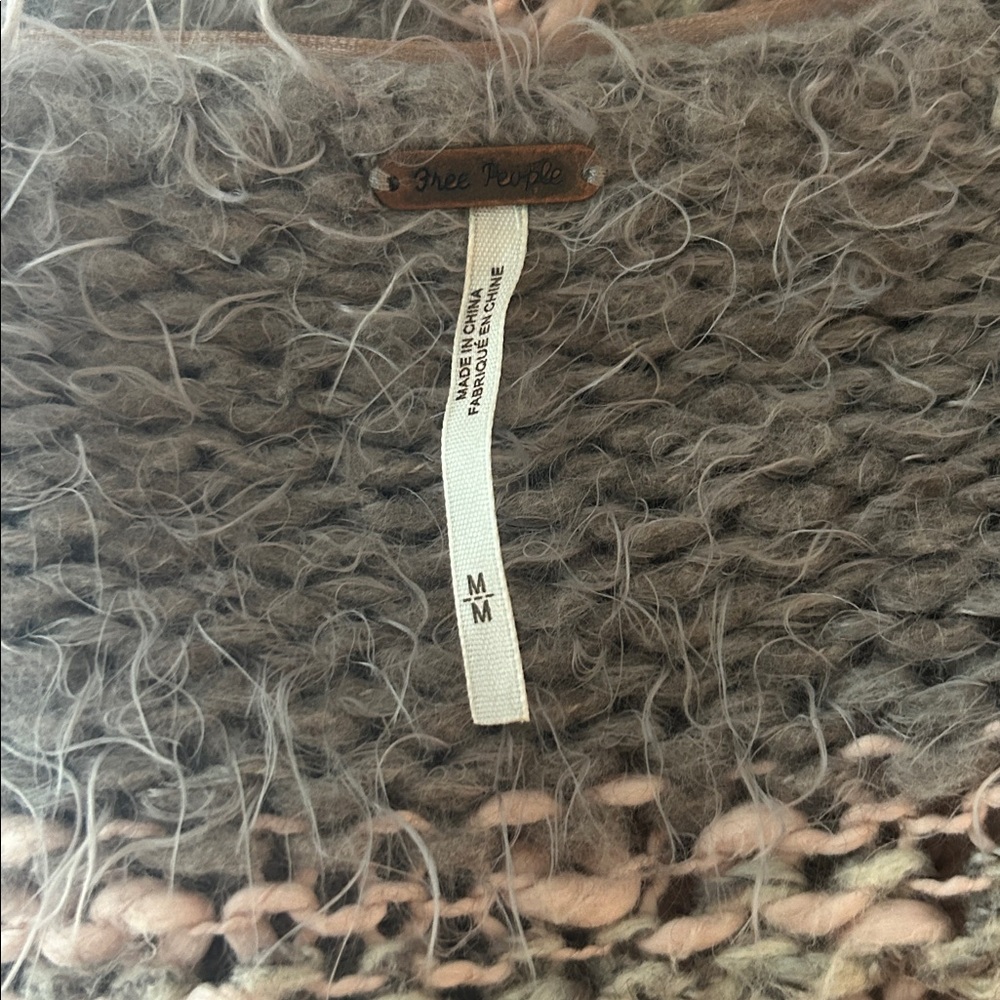 Free People | Linus Striped Eyelash Wool Blend Sweater Gray Pink-Size medium - Picture 4 of 6